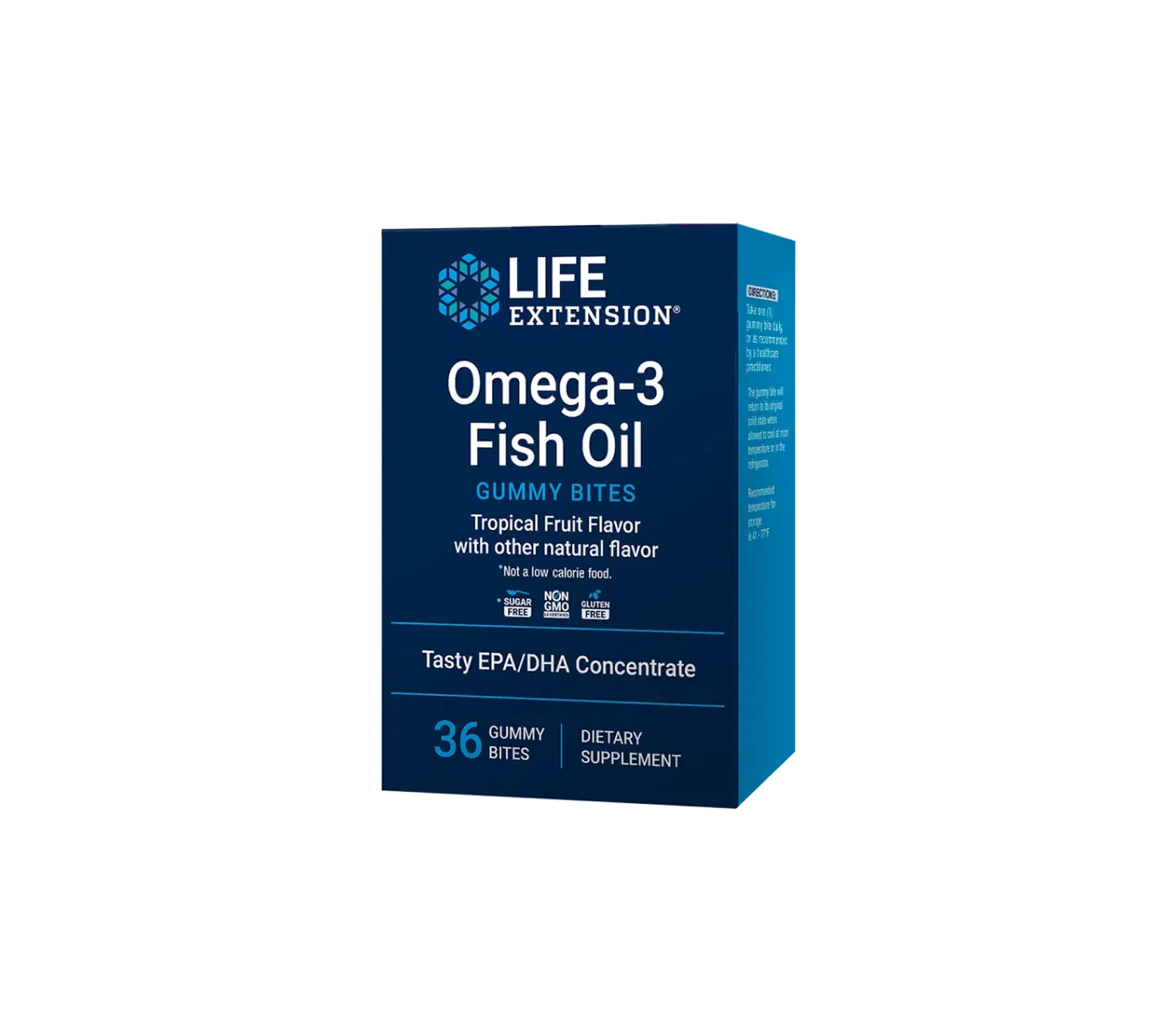 Omega 3 žuvų taukų guminukai (tropinių vaisių skonio), 36 kapsulės papildas, Longevityshop.lt